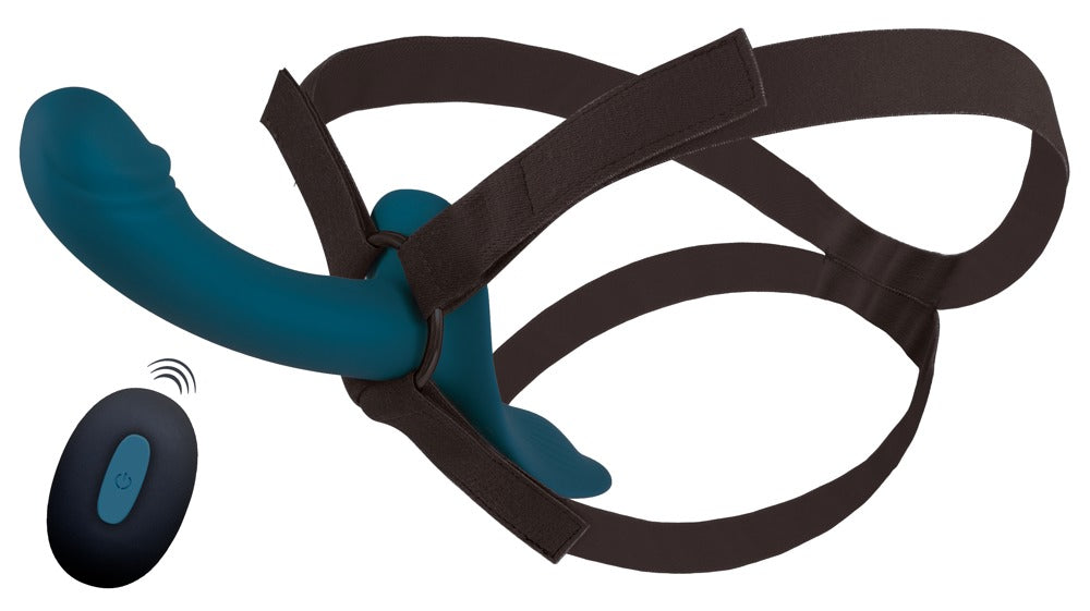 You2Toys Your Strap-On RC Vibrator Blue · postroj s vibrátorem a dálkovým ovladačem
