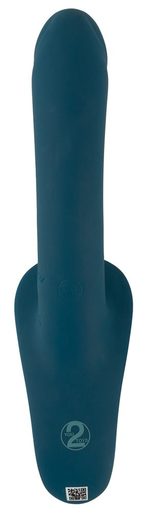 You2Toys Your Strap-On RC Vibrator Blue · postroj s vibrátorem a dálkovým ovladačem