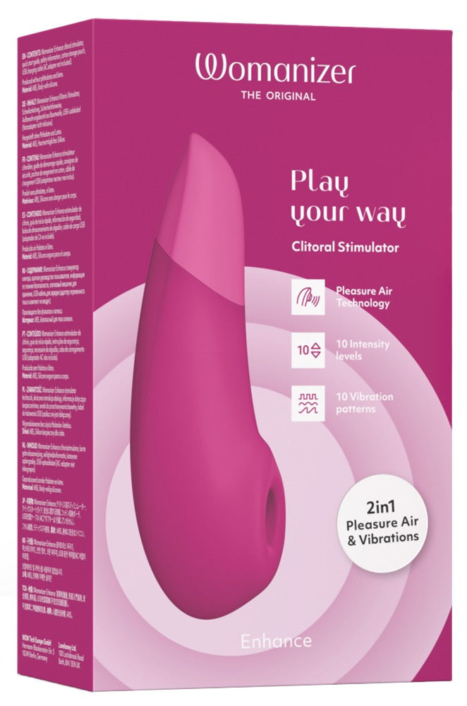 Womanizer Enhance · tlakový stimulátor klitorisu s vibracemi · růžová