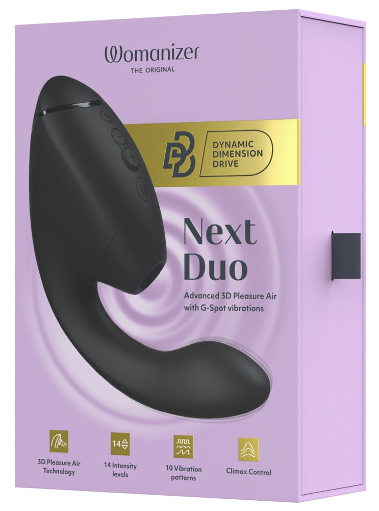 Womanizer Next Duo · duální stimulátor klitorisu a bodu G, černá