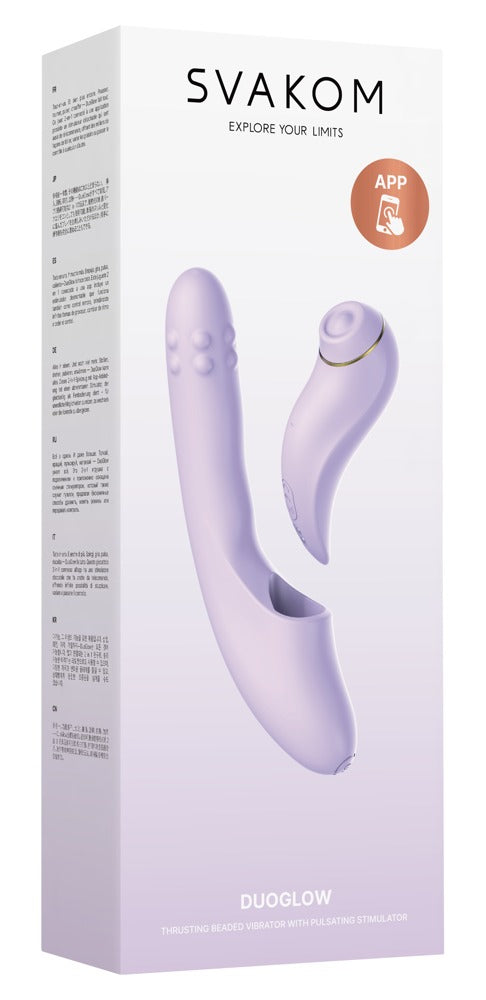 Svakom DuoGlow · přirážecí vibrátor se stimulátorem, pastelová lila
