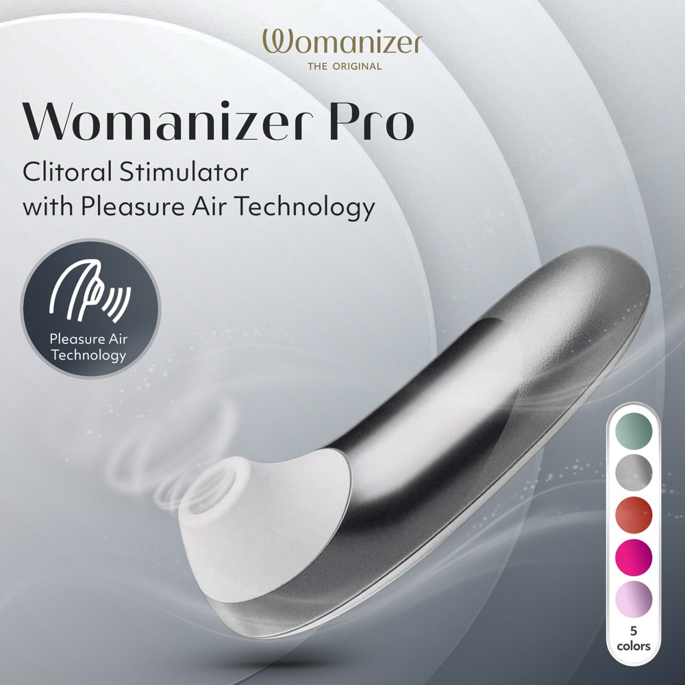 Womanizer Pro · tlakový stimulátor klitorisu, stříbrná