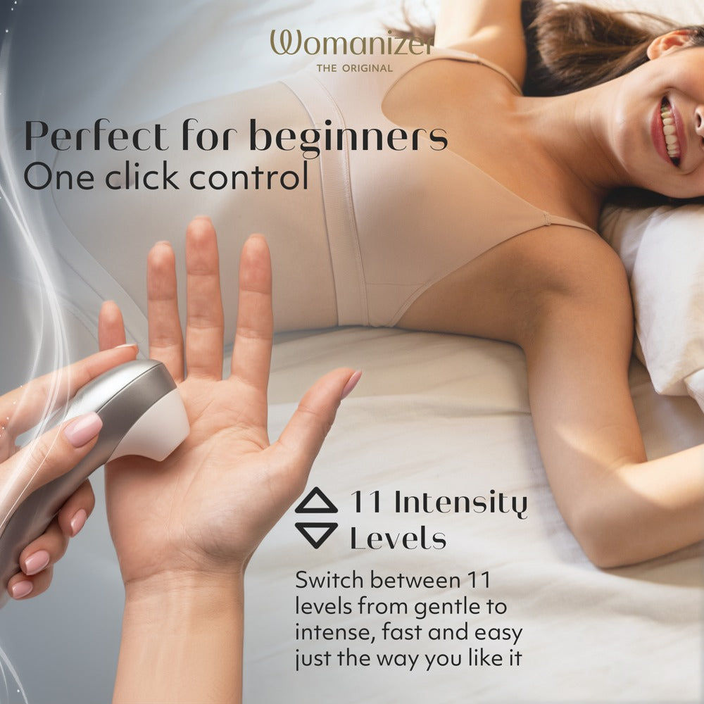 Womanizer Pro · tlakový stimulátor klitorisu, stříbrná