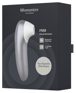 Womanizer Pro · tlakový stimulátor klitorisu, stříbrná