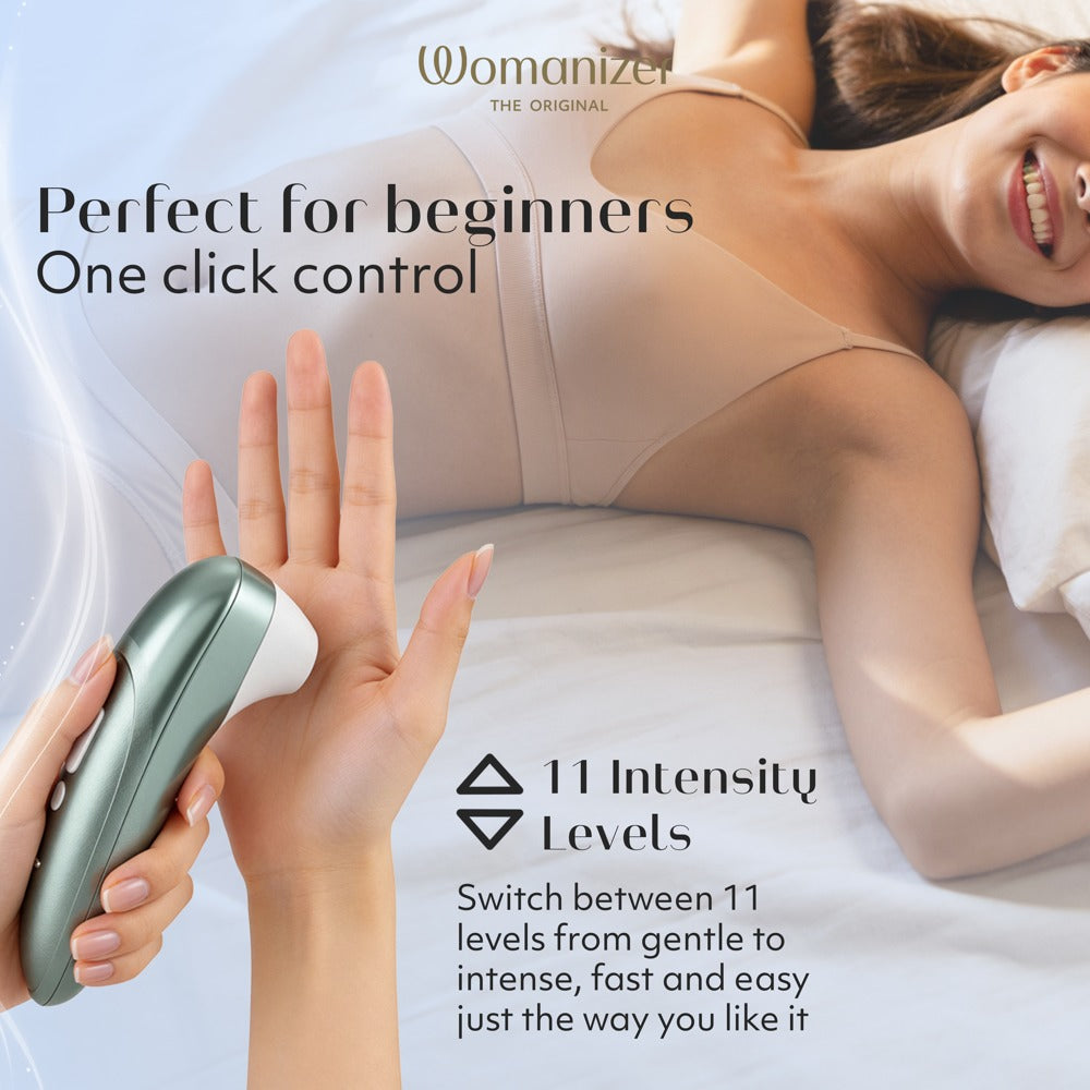 Womanizer Pro · tlakový stimulátor klitorisu, šalvějová zelená