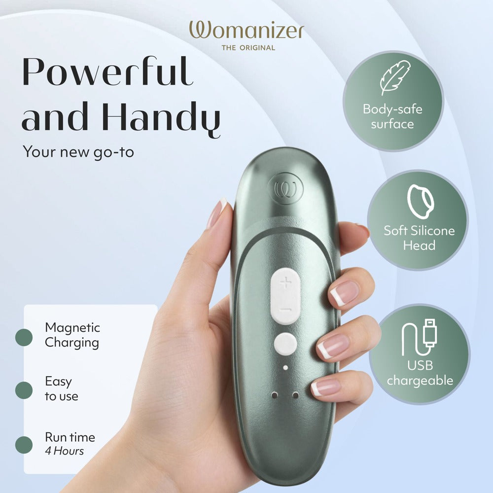 Womanizer Pro · tlakový stimulátor klitorisu, šalvějová zelená