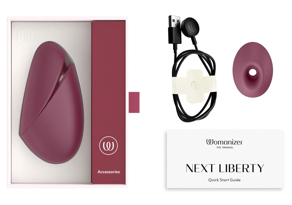 Womanizer Next Liberty · tlakový stimulátor klitorisu, bordó