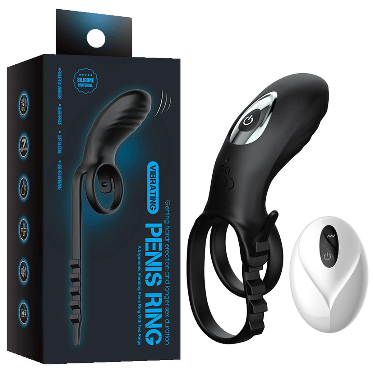 B-Series Cute Adjustable Double Cockring · dvojitý vibrační kroužek s ovladačem