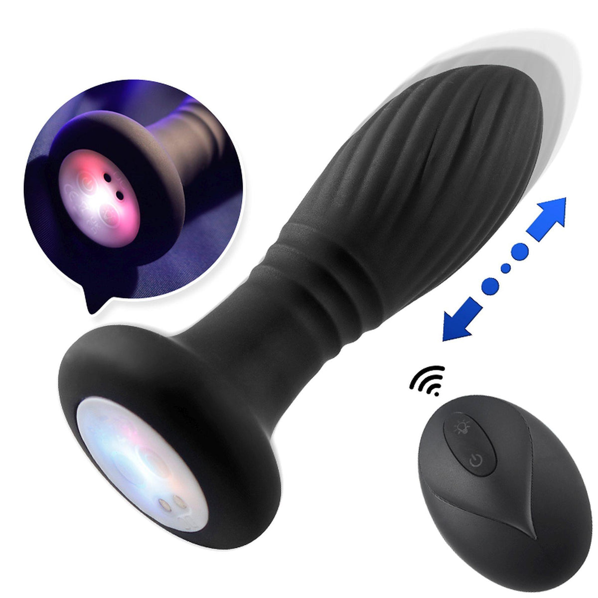 Lighting Anal Plug · vibrační kolík s přirážením, LED světlem a dálkovým ovládáním