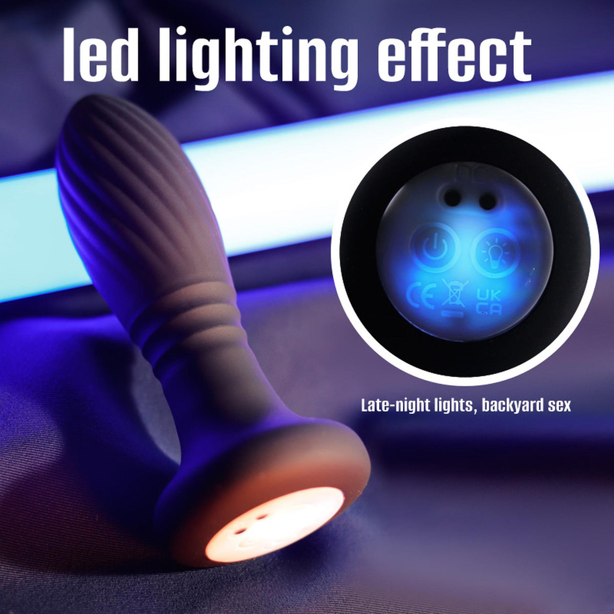 Lighting Anal Plug · vibrační kolík s přirážením, LED světlem a dálkovým ovládáním