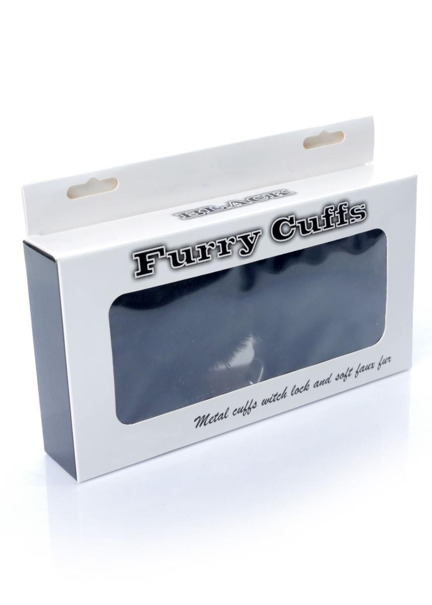 Fetish B-Series Furry Cuffs · kovová pouta s plyšem, černá