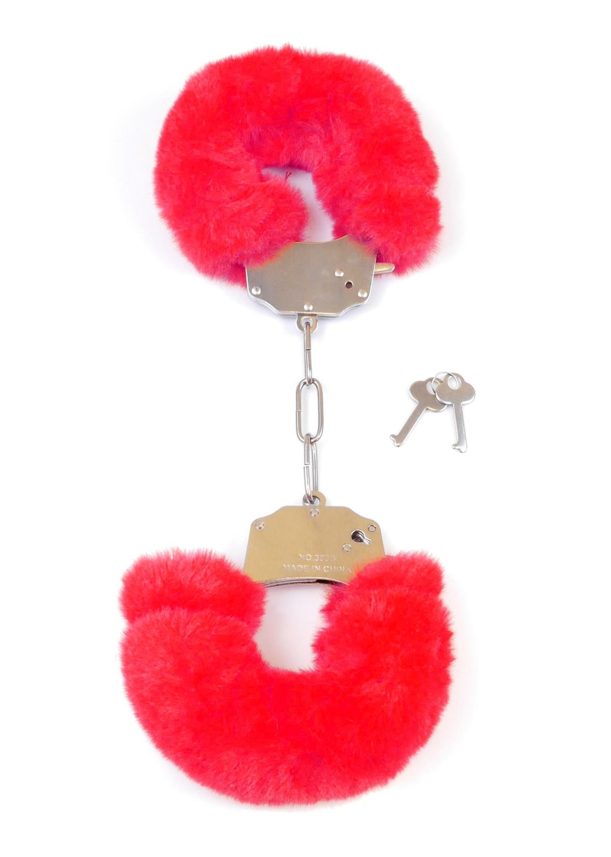 Fetish B-Series Furry Cuffs · kovová pouta s plyšem, červená