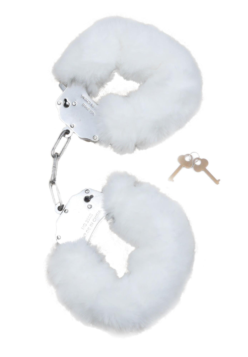 Fetish B-Series Furry Cuffs · kovová pouta s plyšem, bílá