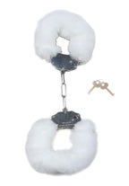 Fetish B-Series Furry Cuffs · kovová pouta s plyšem, bílá