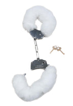Fetish B-Series Furry Cuffs · kovová pouta s plyšem, bílá