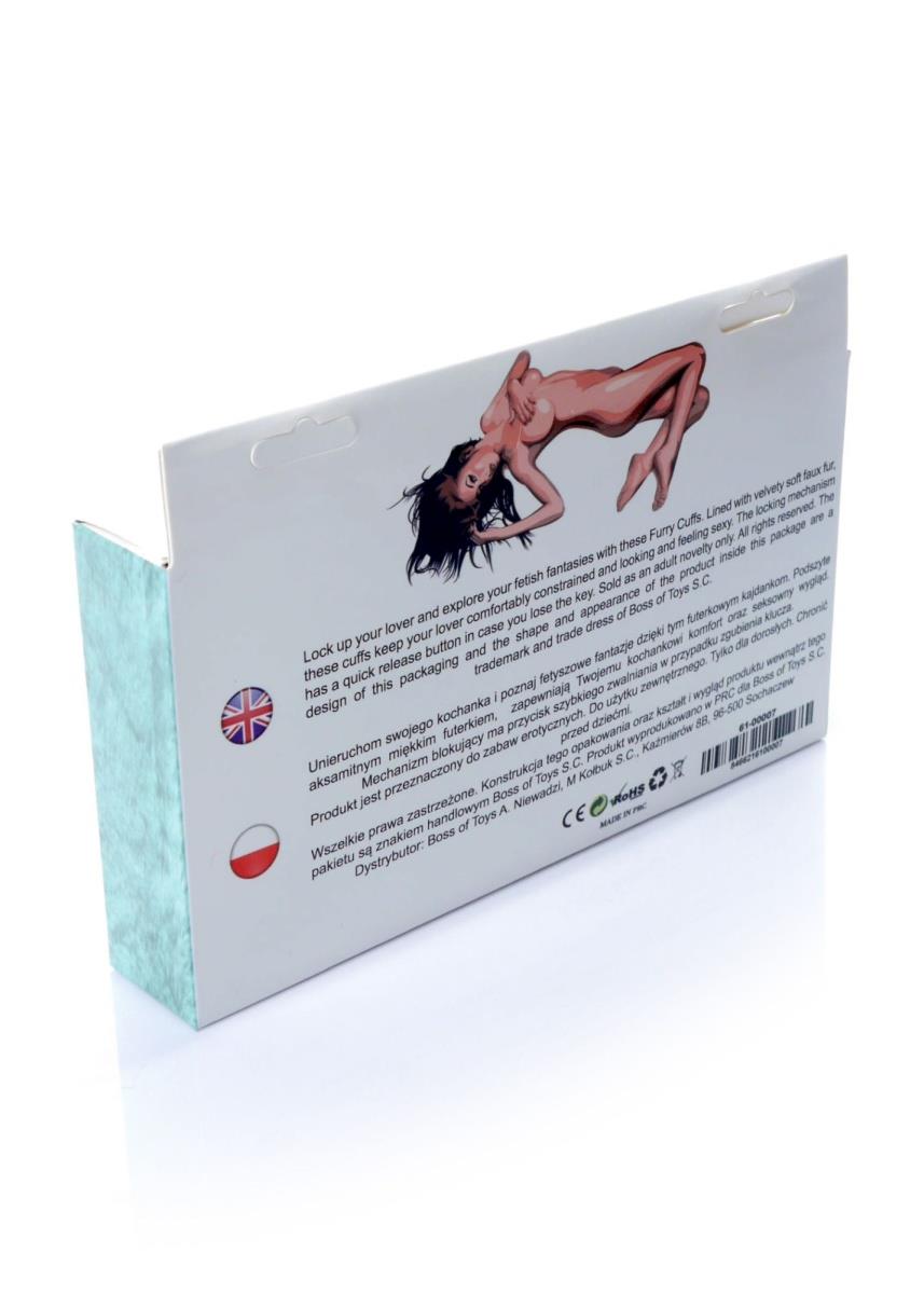 Fetish B-Series Furry Cuffs · kovová pouta s plyšem, modrá