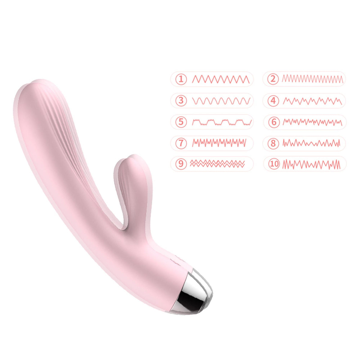 Wibrator- B -  Series, Silicone Vibrator Pink USB 10 Function / Heating