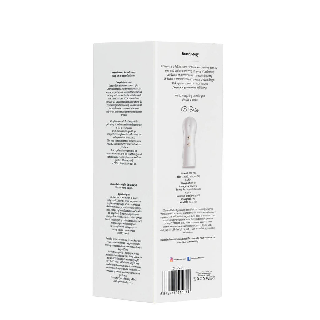 Masturbator - B - Series - Vibrating and Flashing Masturbation Cup USB 7+7 Function / Talk Mode (White)