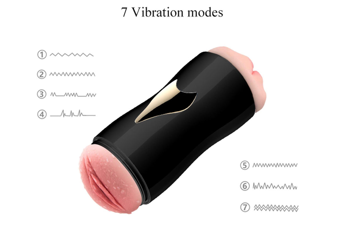 B-Series Fox Masturbator · oboustranný vibrační masturbátor s hlasovou funkcí · černá