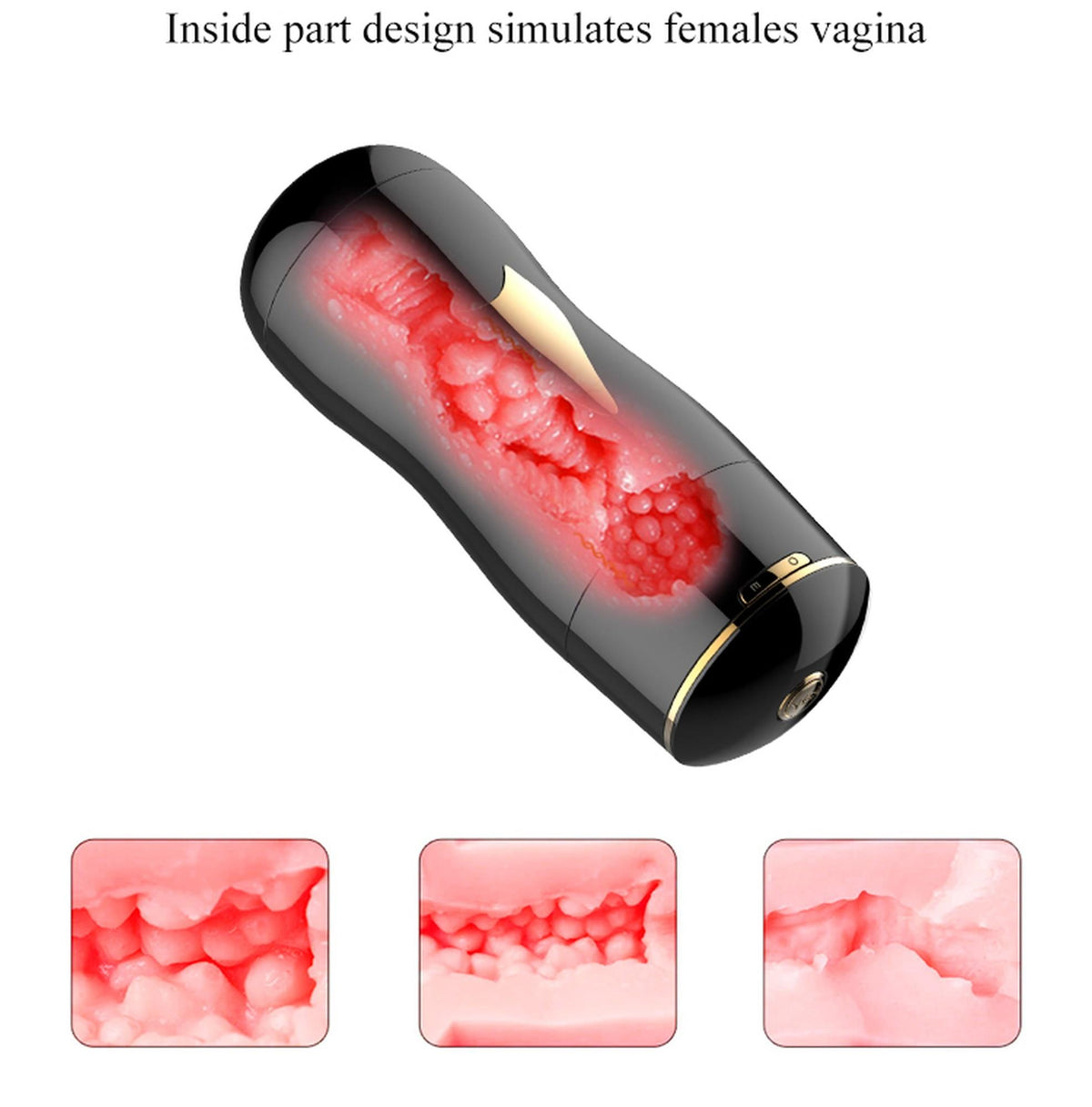 B-Series Fox Masturbator · oboustranný vibrační masturbátor s hlasovou funkcí · černá
