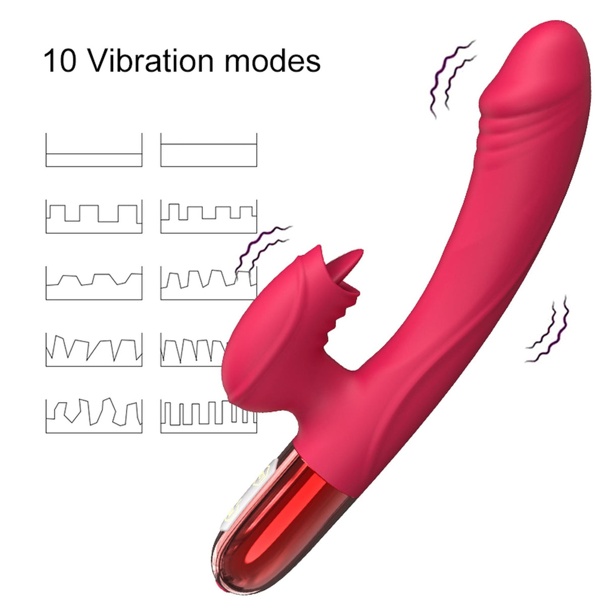 B Series Fox Silicone Vibrator · silikonový vibrátor s jazyčkem a vyhříváním