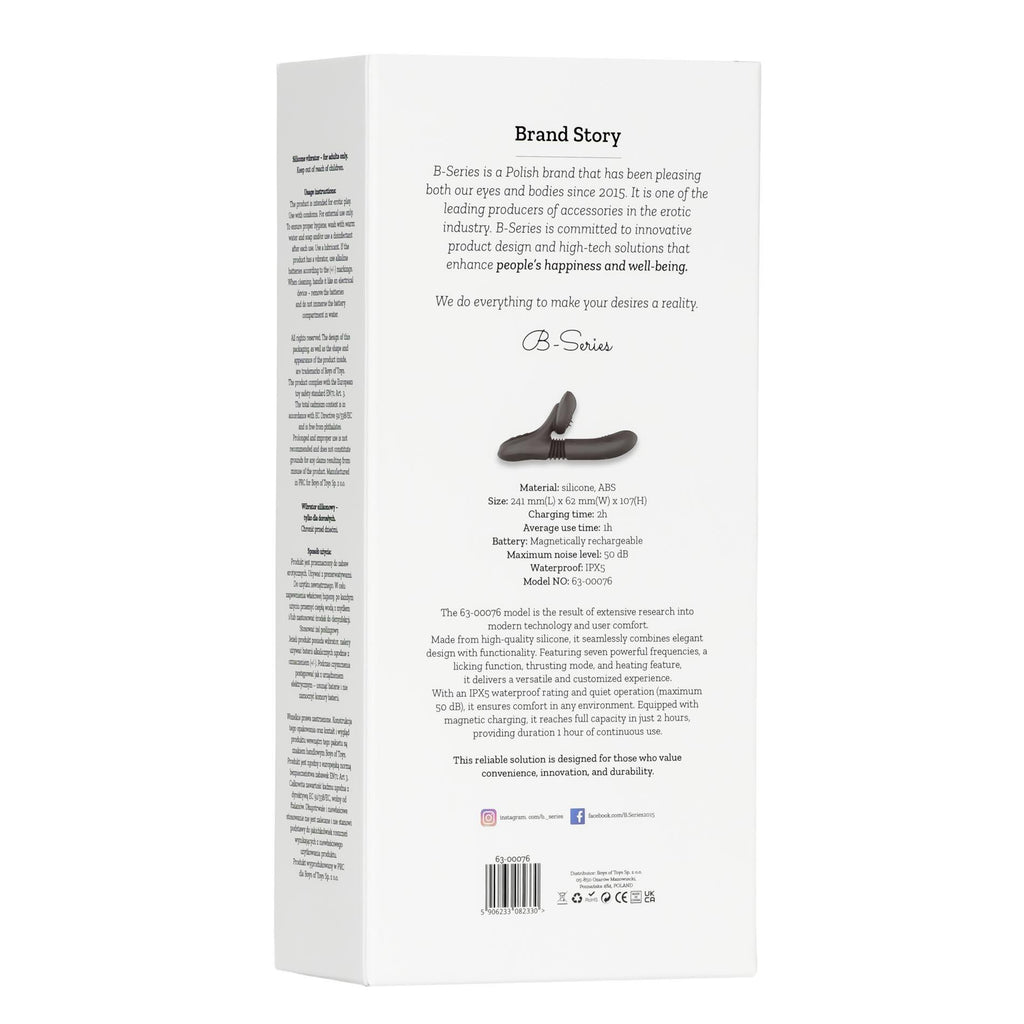 Silicone Vibrator 7 Powerful Modes - Licking,
Thrusting and Heating, Black