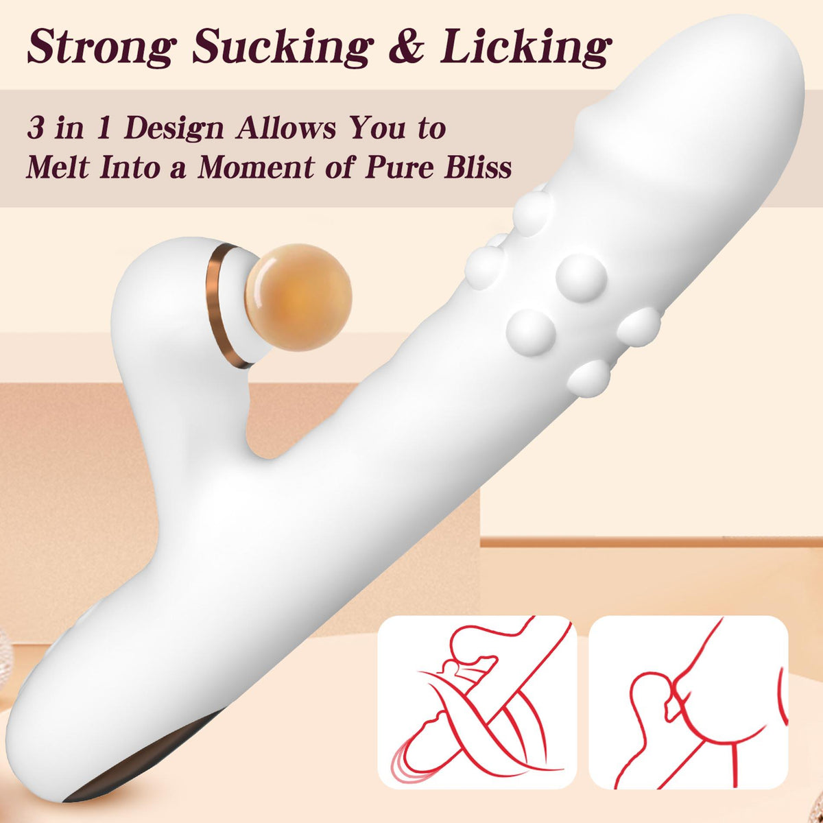 Silicone Vibrator - 3 rotating functions and 7 licking functions