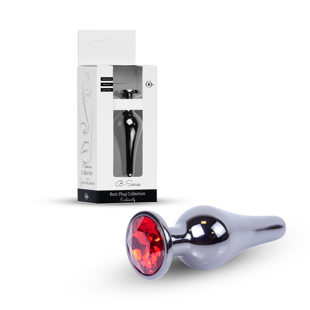 Plug-Jewellery Dark Silver BUTT PLUG- Red