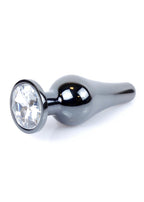 B Series HeavyFun Plug-Jewellery Dark Silver Butt Plug · anální kolík z oceli, čirý kámen