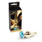 MyLove Toys Jewellery Butt Plug · anální kolík se šperkem, zlatý s světle modrým kamenem