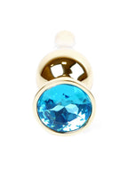 MyLove Toys Jewellery Butt Plug · anální kolík se šperkem, zlatý s světle modrým kamenem