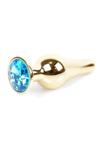 MyLove Toys Jewellery Butt Plug · anální kolík se šperkem, zlatý s světle modrým kamenem
