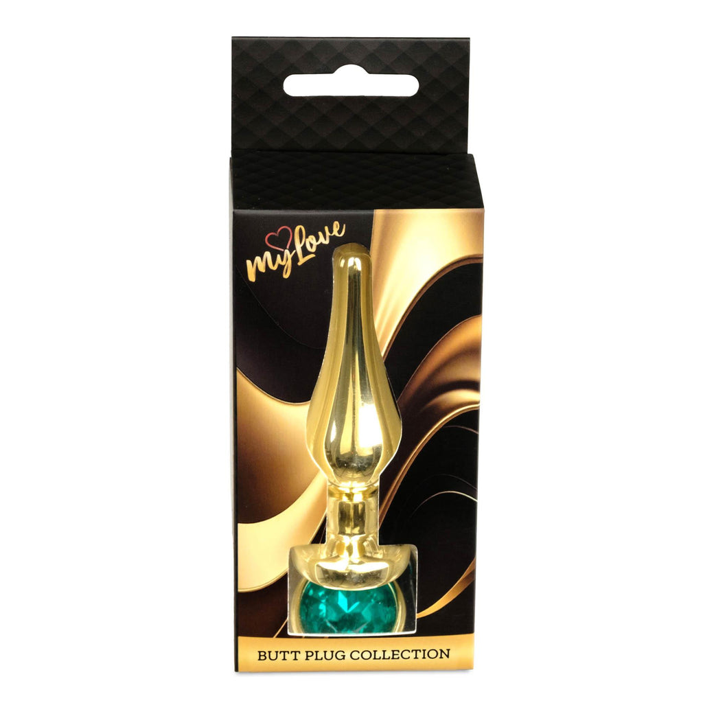 MyLove Toys Jewellery Butt Plug · anální kolík se šperkem, zlatý s zeleným kamenem