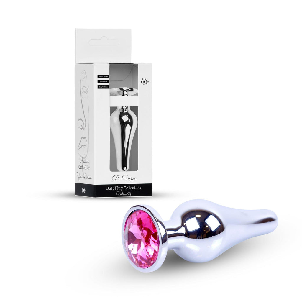 B-Series HeavyFun Jewellery Butt Plug · anální kolík se šperkem, stříbrný s růžovým kamenem