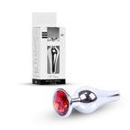 B-Series HeavyFun Jewellery Butt Plug · anální kolík se šperkem, stříbrný s červeným kamenem