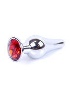 B-Series HeavyFun Jewellery Butt Plug · anální kolík se šperkem, stříbrný s červeným kamenem
