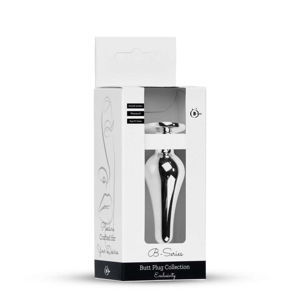 B Series HeavyFun Plug-Jewellery Silver Butt Plug · anální kolík z oceli, tmavě modrý kámen