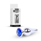 B Series HeavyFun Plug-Jewellery Silver Butt Plug · anální kolík z oceli, tmavě modrý kámen