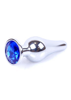 B Series HeavyFun Plug-Jewellery Silver Butt Plug · anální kolík z oceli, tmavě modrý kámen