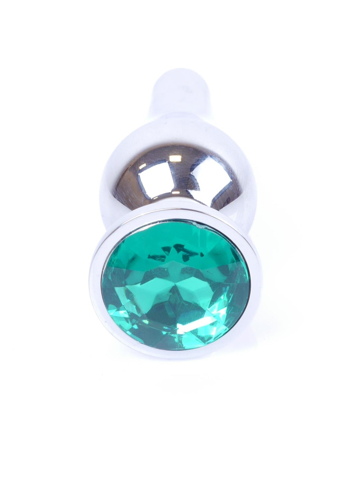 B Series HeavyFun Plug-Jewellery Silver Butt Plug · anální kolík z oceli, zelený kámen