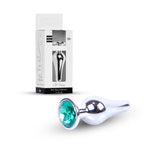 B Series HeavyFun Plug-Jewellery Silver Butt Plug · anální kolík z oceli, zelený kámen