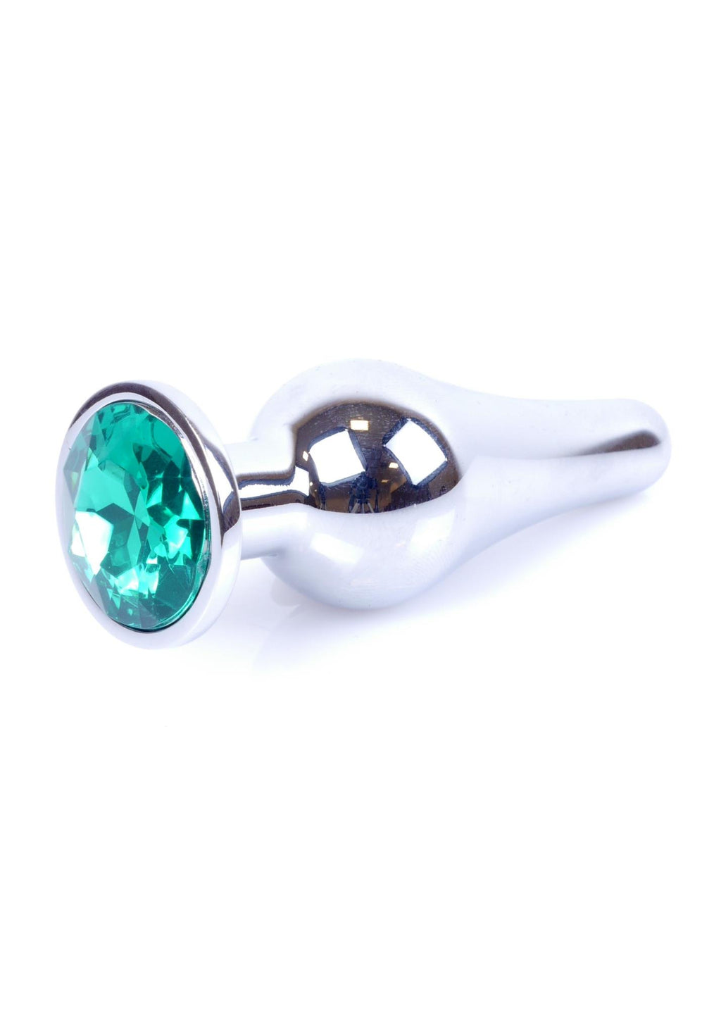 B Series HeavyFun Plug-Jewellery Silver Butt Plug · anální kolík z oceli, zelený kámen