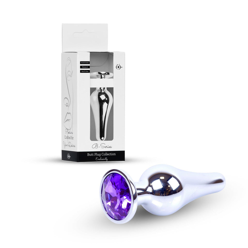 B-Series HeavyFun Jewellery Butt Plug · anální kolík se šperkem, stříbrný s fialovým kamenem