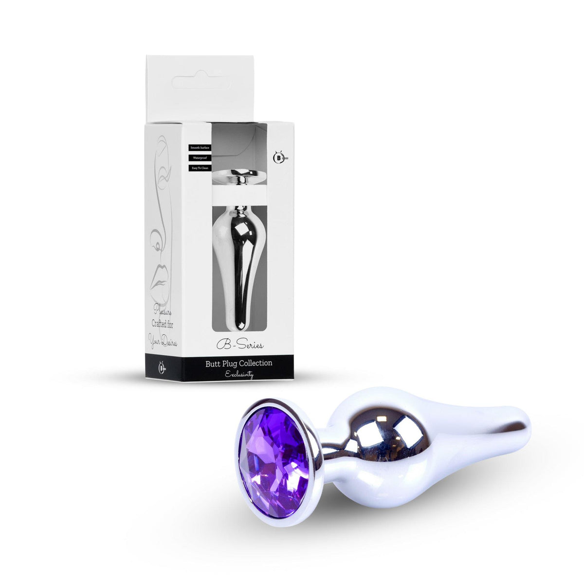 B-Series HeavyFun Jewellery Butt Plug · anální kolík se šperkem, stříbrný s fialovým kamenem