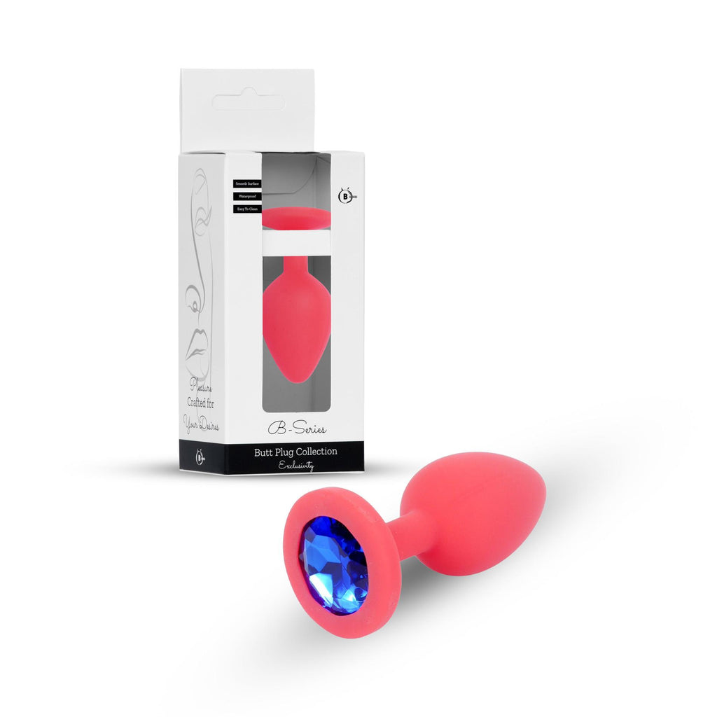 B-Series HeavyFun Plug Jewellery Small · anální kolík se šperkem · červený, modrý kámen