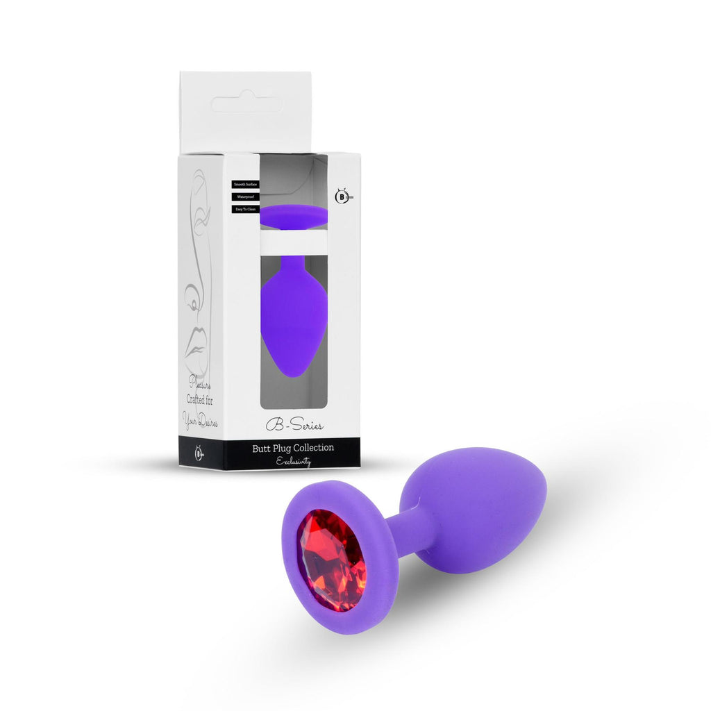 B-Series HeavyFun Plug Jewellery Small · anální kolík se šperkem · fialový, červený kámen