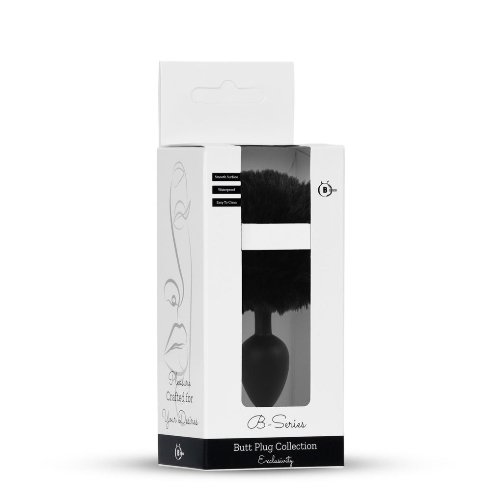 B-Series HeavyFun Bunny Tail · silikonový anální kolík s ocáskem · černý
