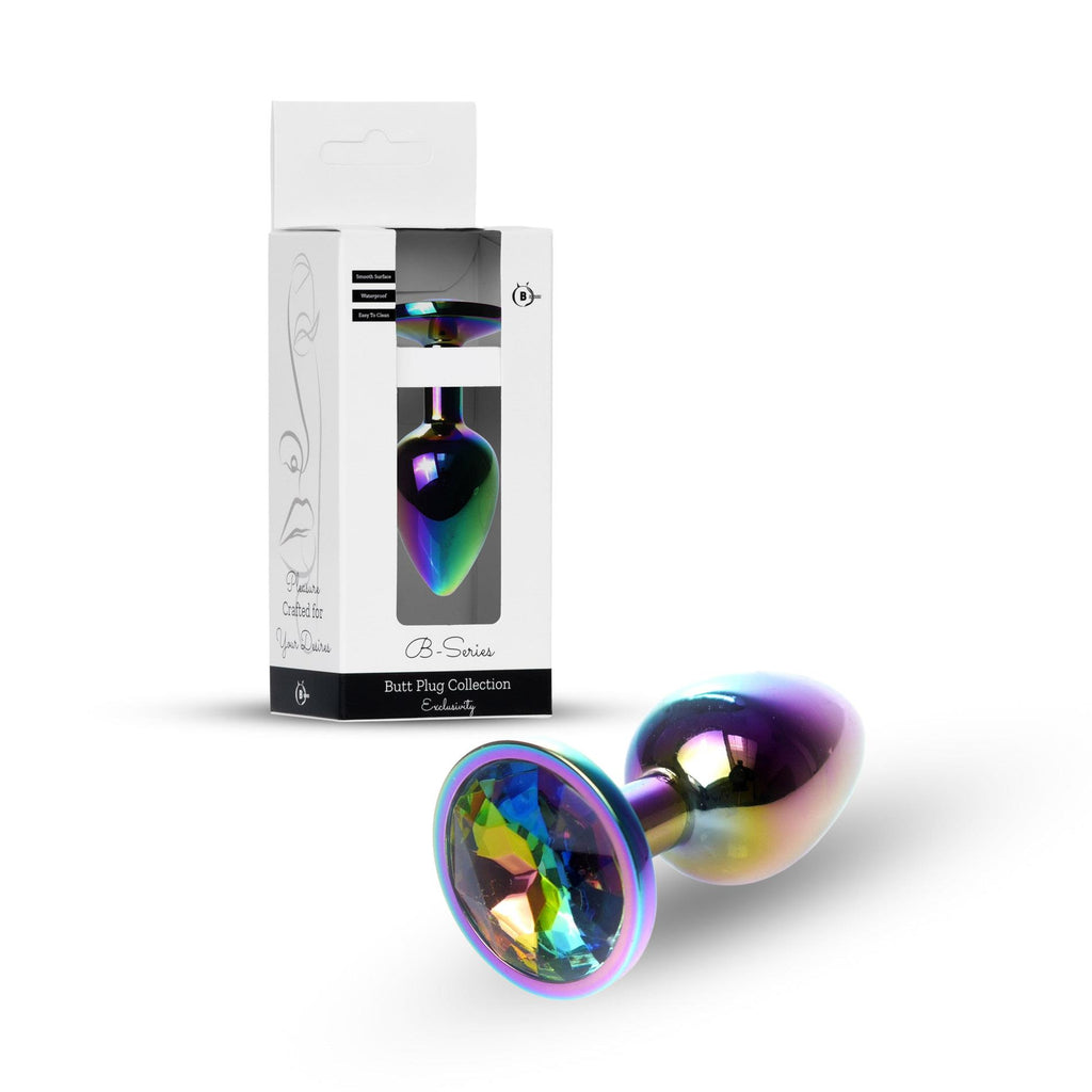 B Series HeavyFun Plug-Jewellery Multicolour Plug · anální kolík z oceli, čirý kámen