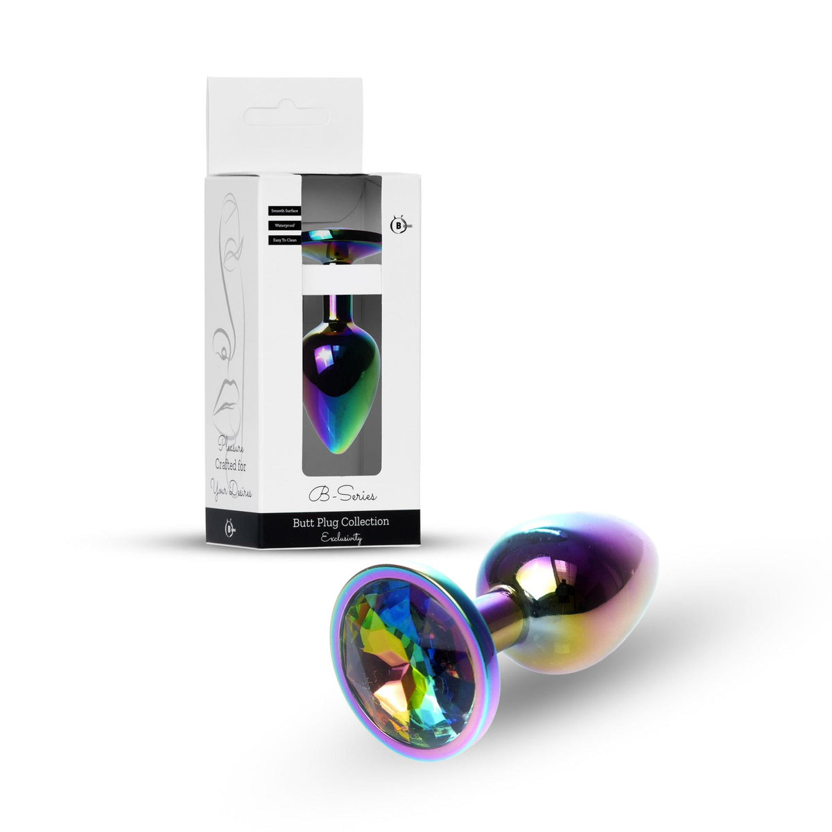 B Series HeavyFun Plug-Jewellery Multicolour Plug · anální kolík z oceli, čirý kámen