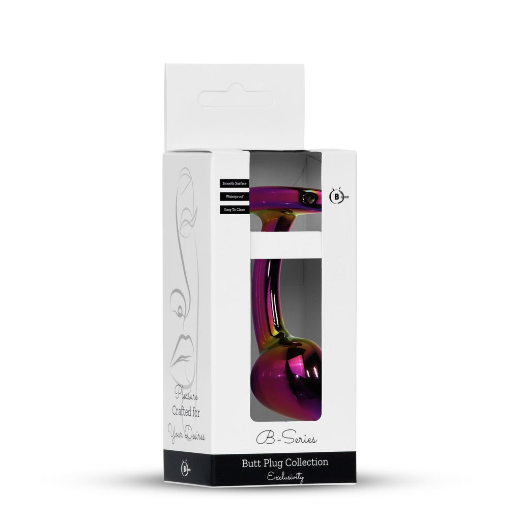 B Series HeavyFun Plug-Jewellery Multicolour Curved Plug · zahnutý anální kolík z oceli, vel. M